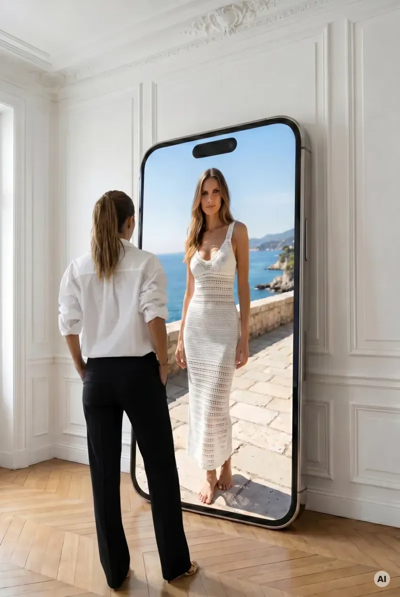 Leslie Sulman, directrice artistique IA — création devant le miroir